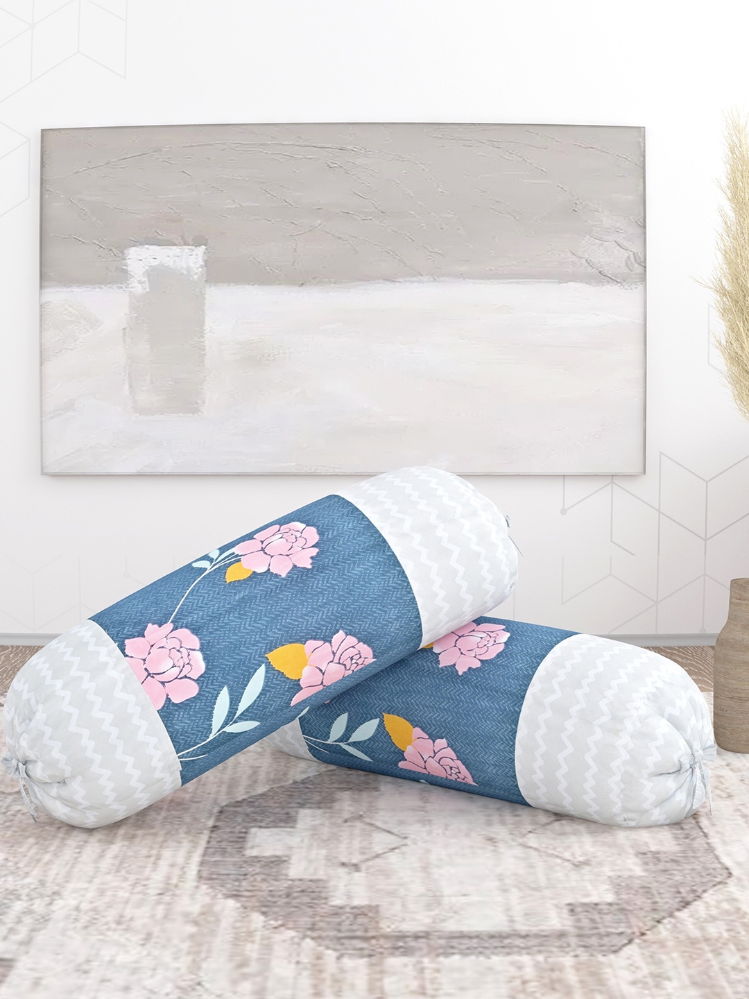 

Salona Bichona Blue 2-Pieces Printed Bolster Covers