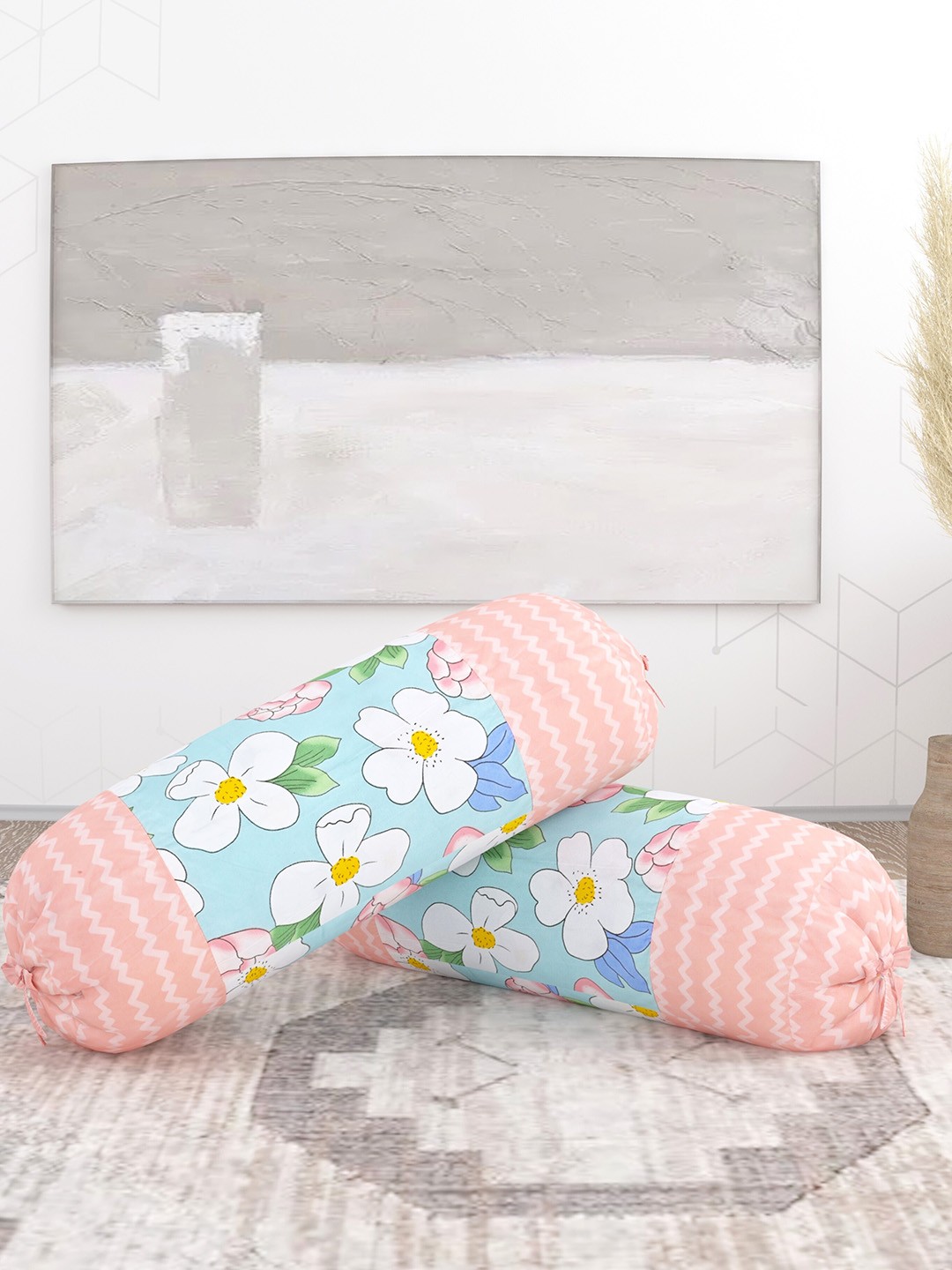 

Salona Bichona Peach-Colored 2-Pieces Printed Bolster Covers