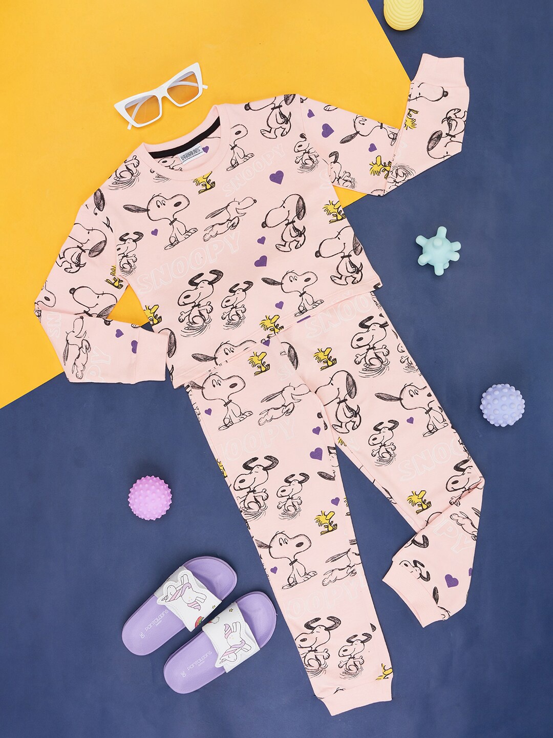 

Pantaloons Junior Girls Graphic Printed Round Neck Long Sleeve Cotton Clothing Set, Pink