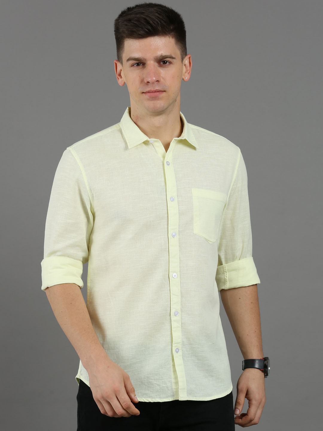 

Bought First Classic Regular Fit Opaque Cotton Casual Shirt, Yellow