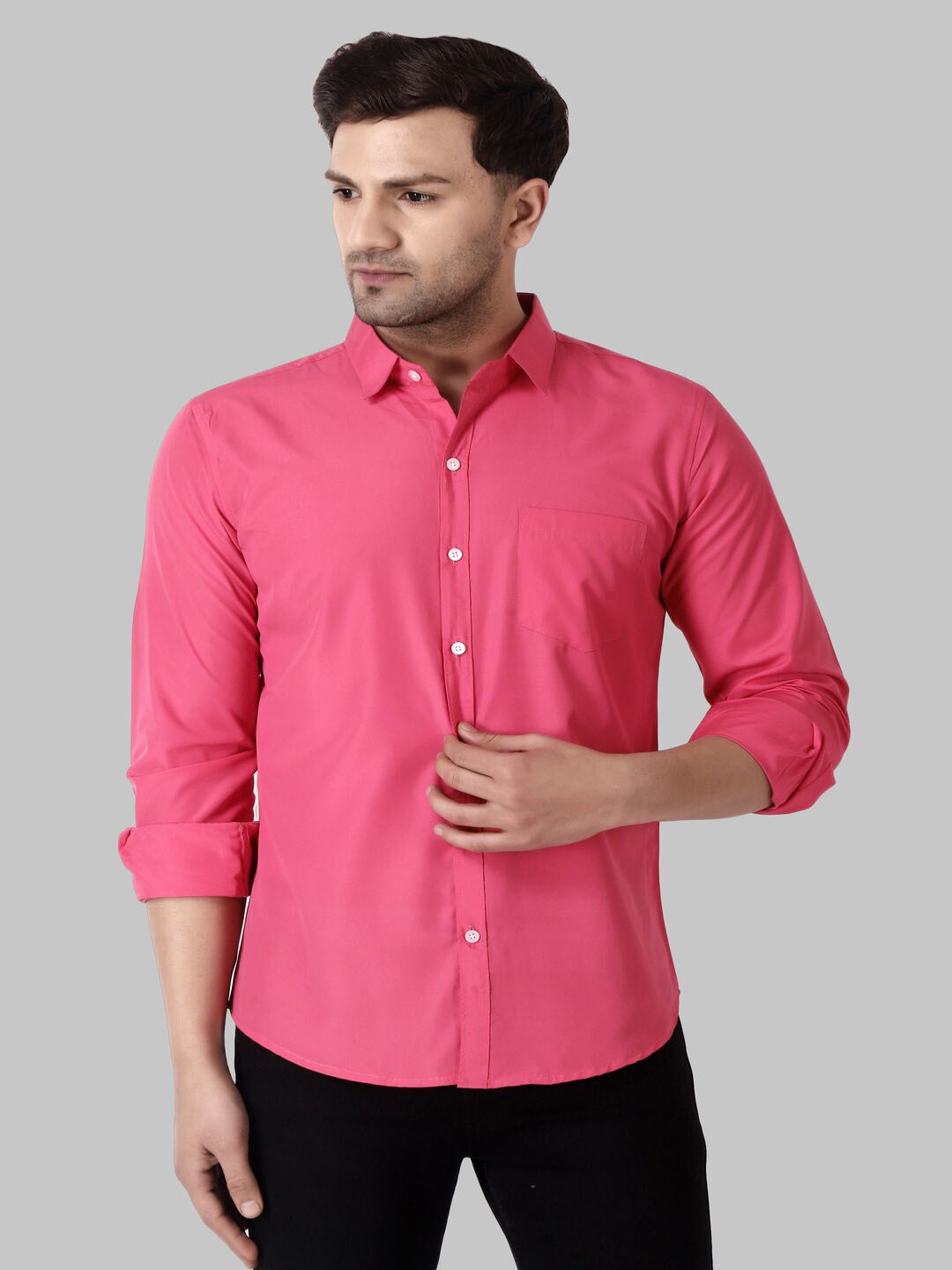 

Bought First Spread Collar Classic Casual Shirt, Pink