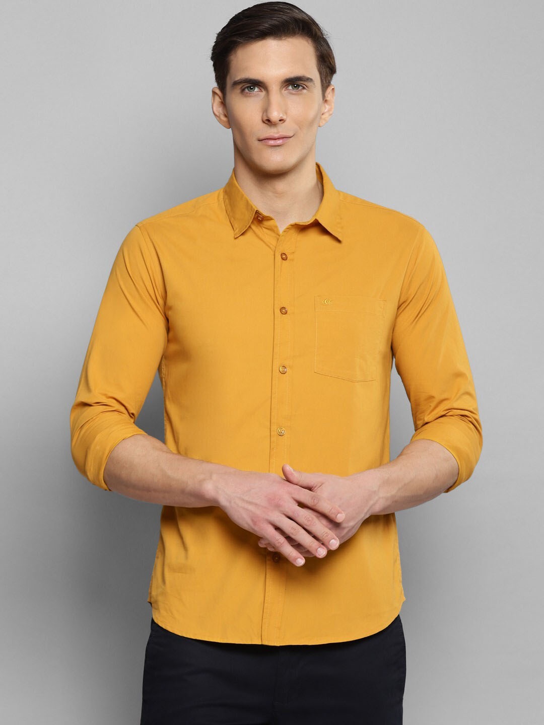 

Bought First Spread Collar Classic Casual Shirt, Mustard