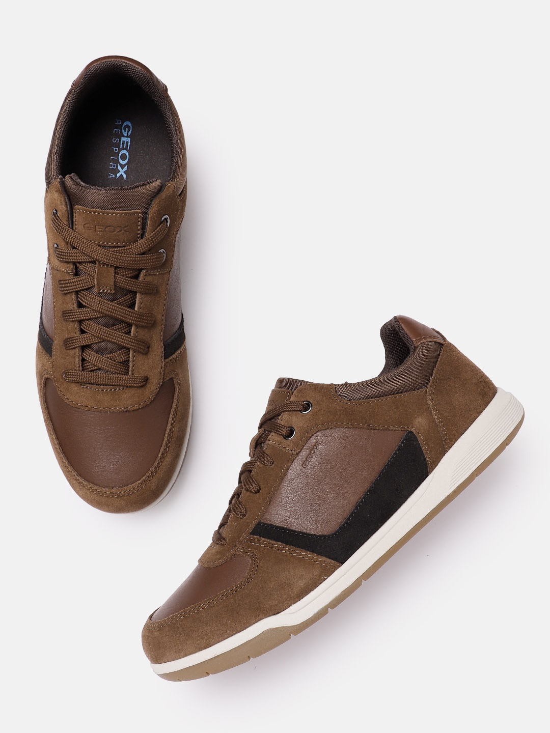 

Geox Men Leather Sneakers, Brown