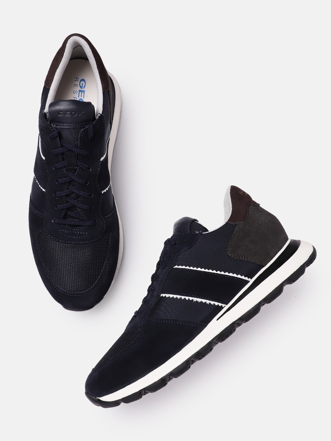 

Geox Men Striped Leather Sneakers, Navy blue