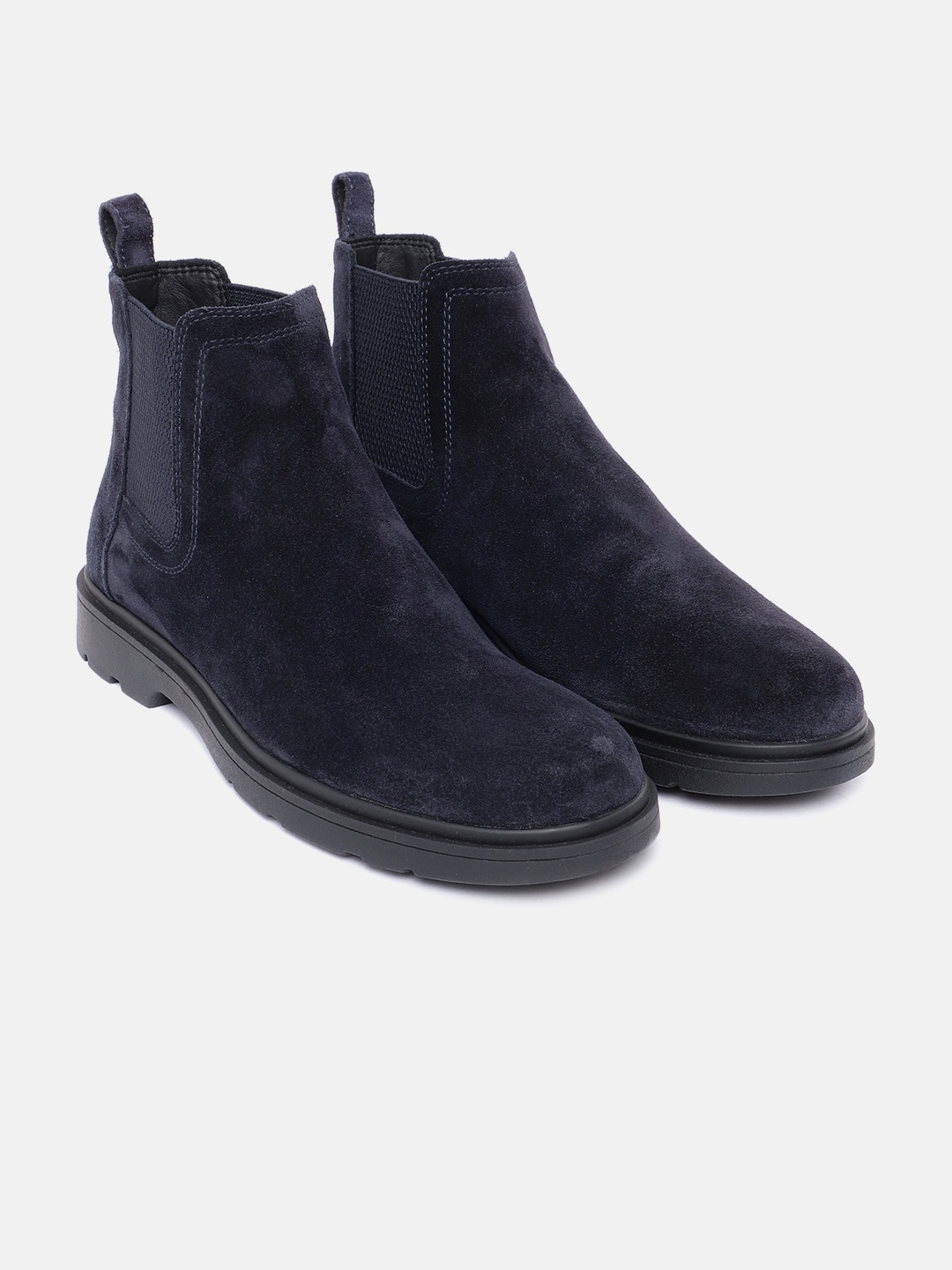 

Geox Men Solid High Top Leather Chelsea Boots, Navy blue