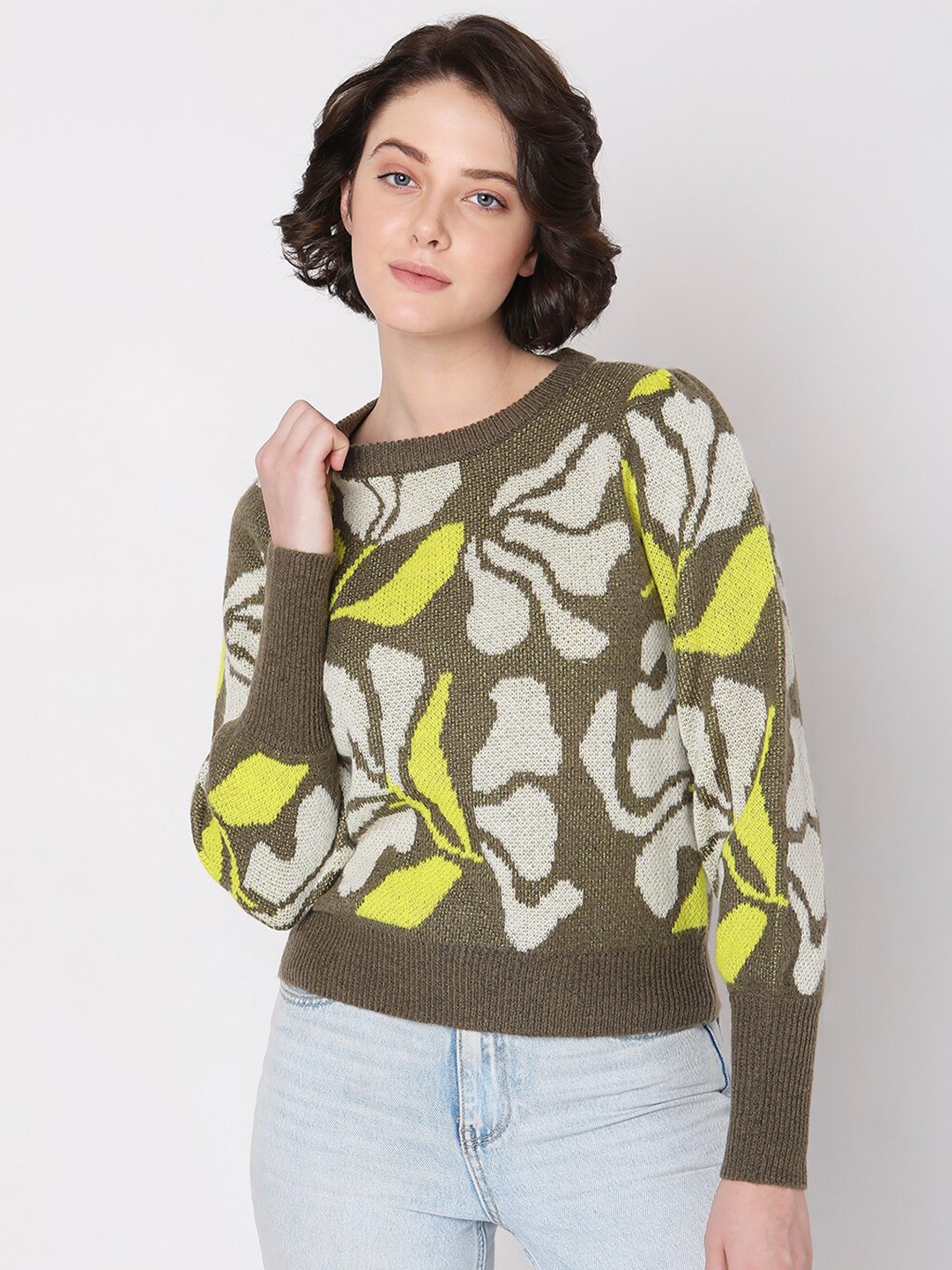 

Vero Moda Floral Printed Pullover, Olive
