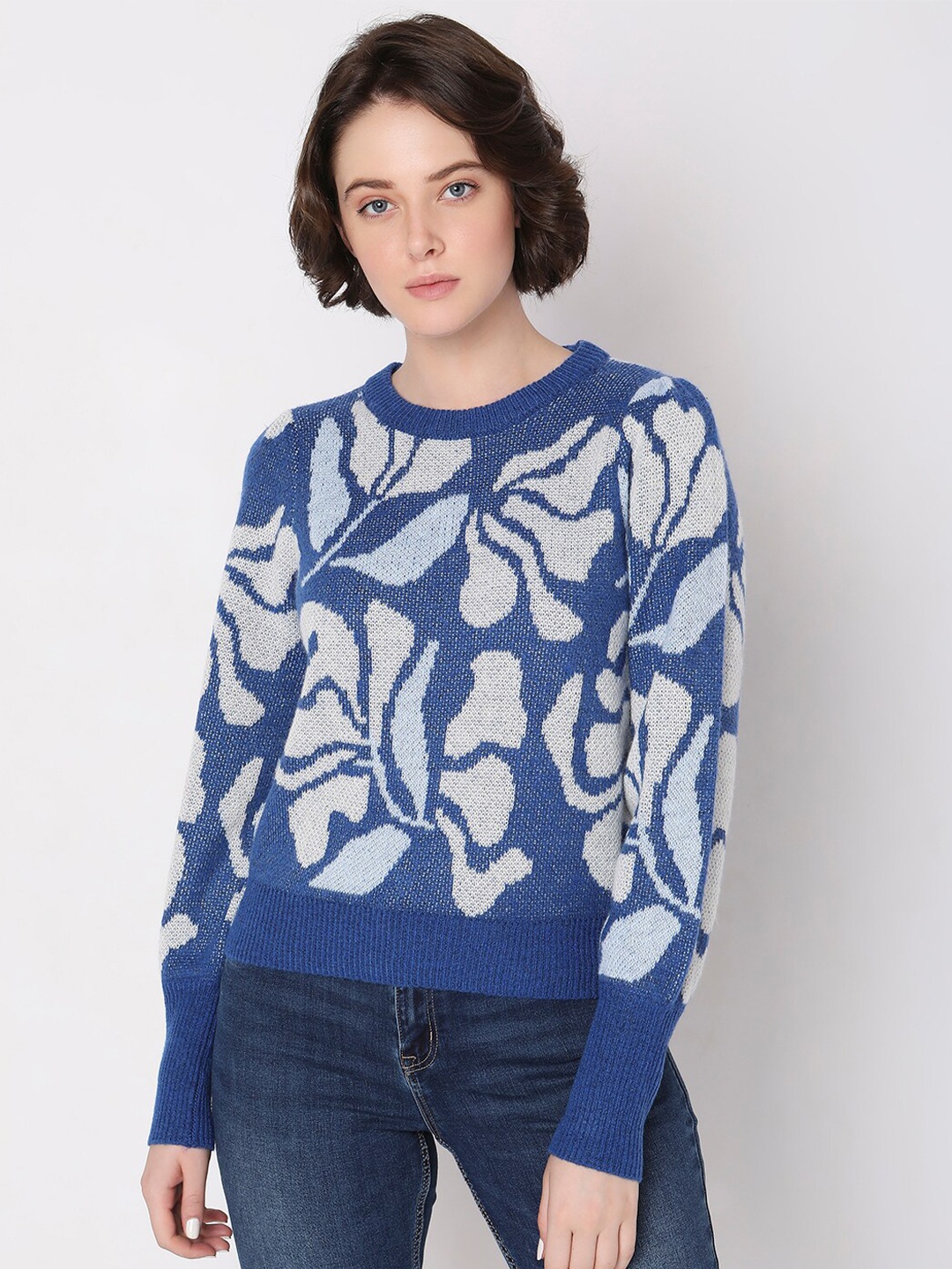 

Vero Moda Floral Printed Pullover, Blue