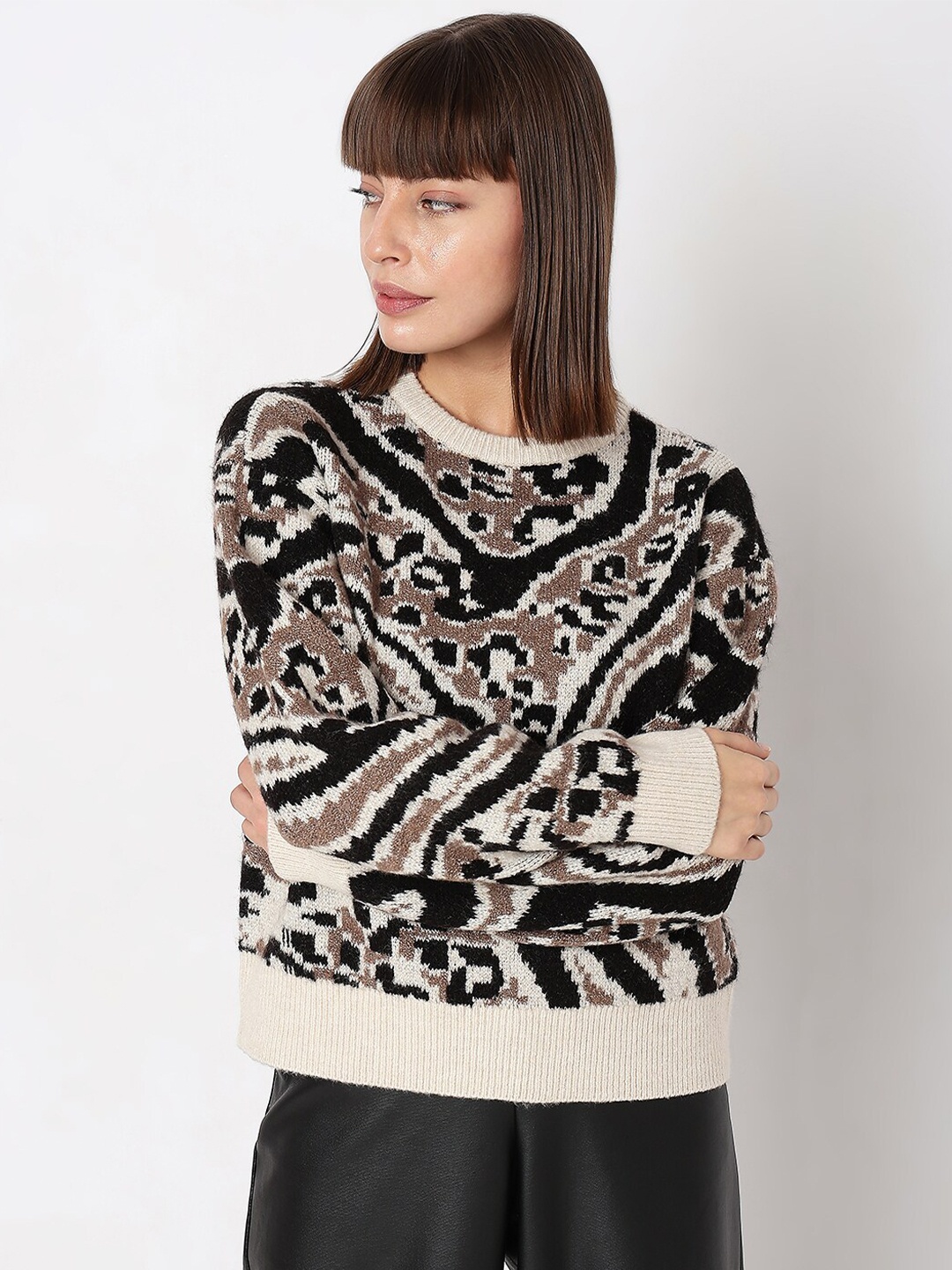 

Vero Moda Abstract Printed Pullover, Black