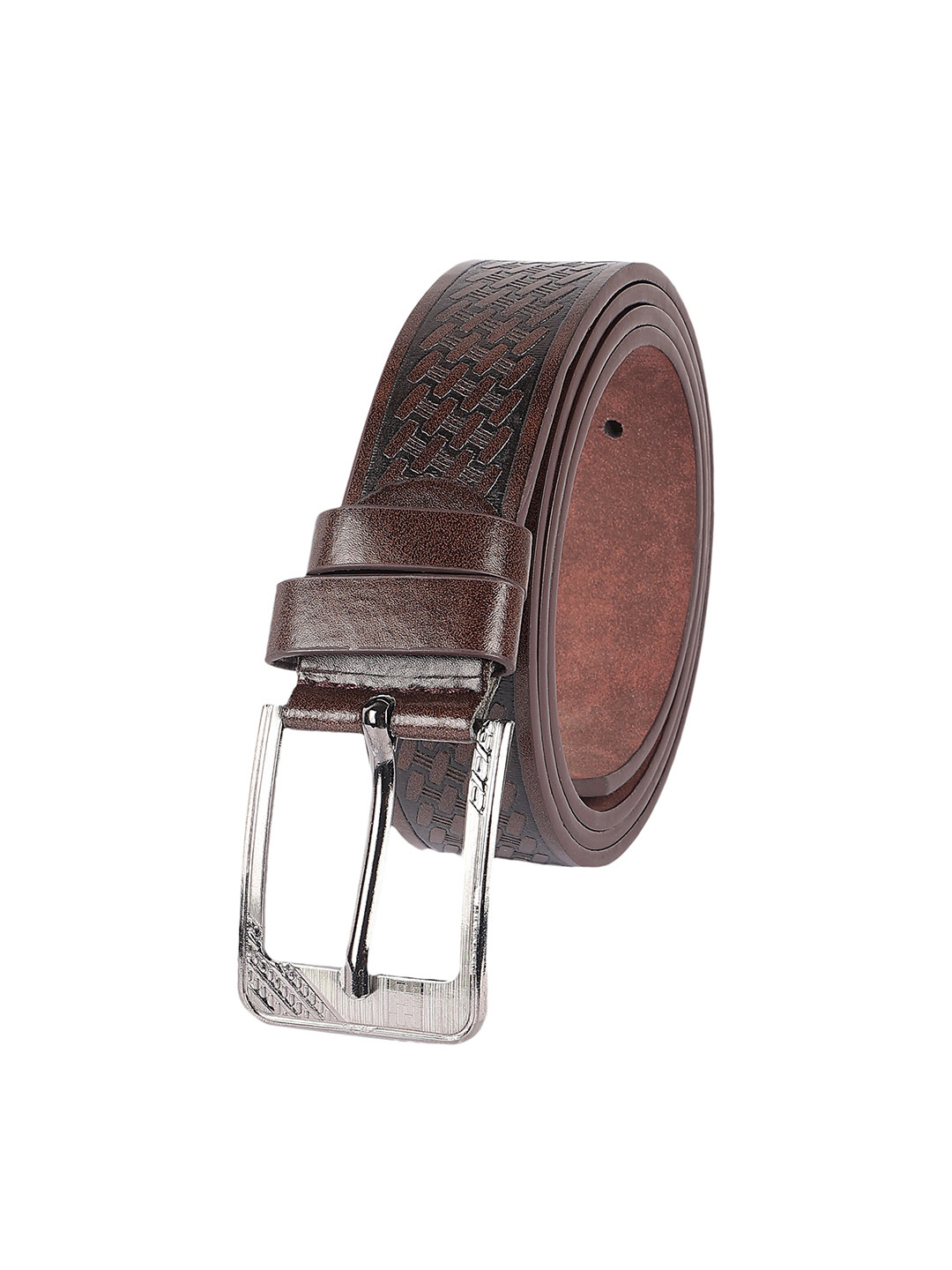 

ZEVORA Men Textured Synthetic Leather Casual Belt, Brown