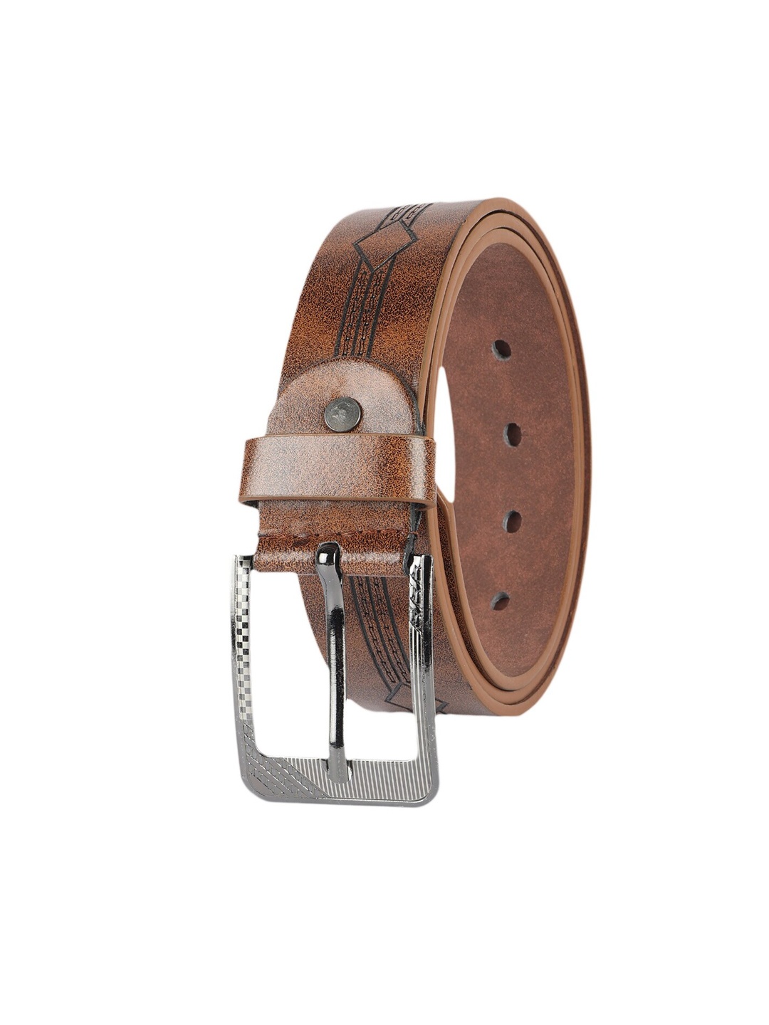 

ZEVORA Men Printed Synthetic Leather Casual Belt, Brown
