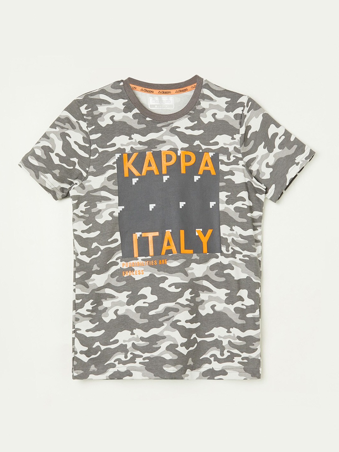 

Kappa Boys Camouflage Printed Cotton T-Shirt, Grey