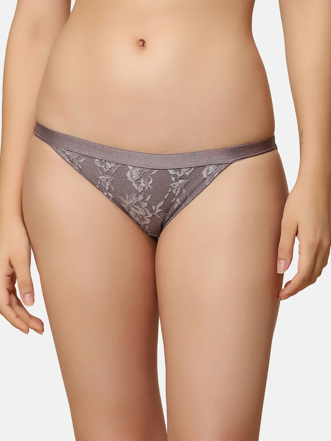 

Triumph Self Design Lace Thongs, Grey