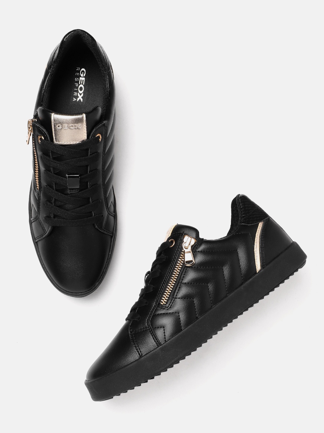 

Geox Women Solid Sneakers, Black