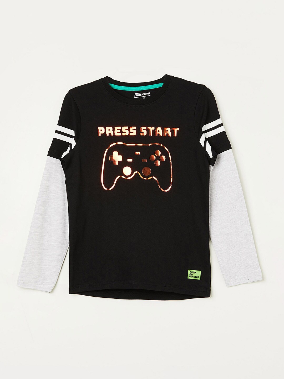 

Fame Forever by Lifestyle Boys Graphic Printed Pure Cotton T-shirt, Black