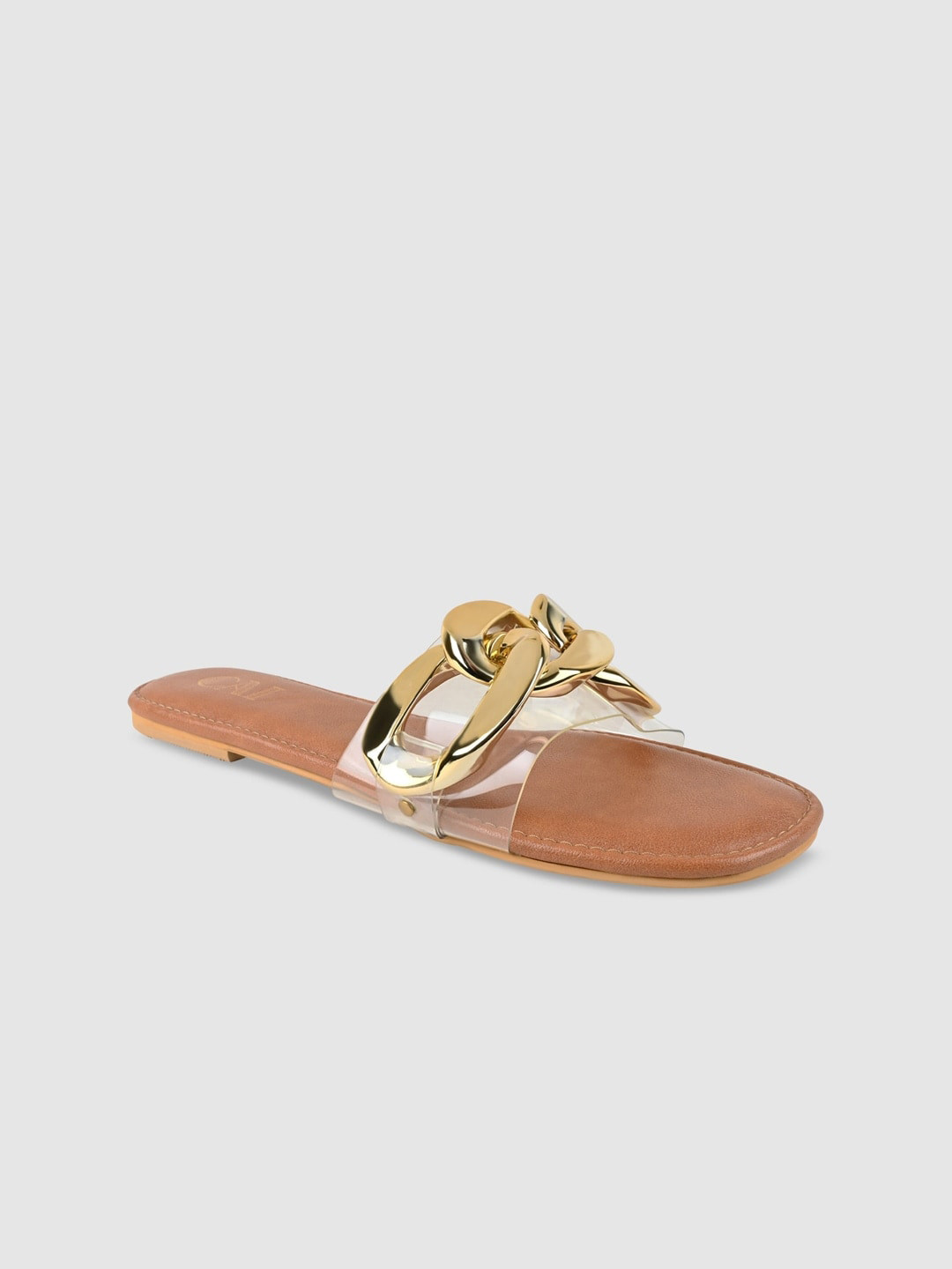 

CAI Slip-On Open Toe Flats, Gold