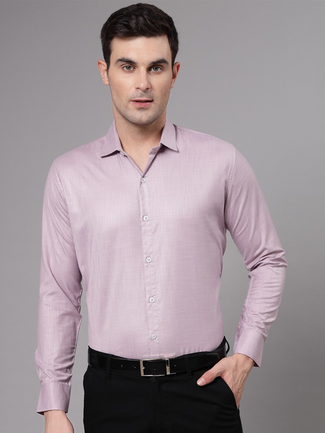 

Molly & Michel Spread Collar Slim Fit Cotton Formal Shirt, Purple