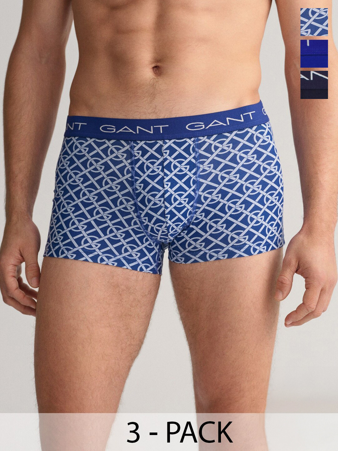 

GANT Pack Of 3 Pure Cotton Slim-fit Trunks GMW23-902333013436, Blue