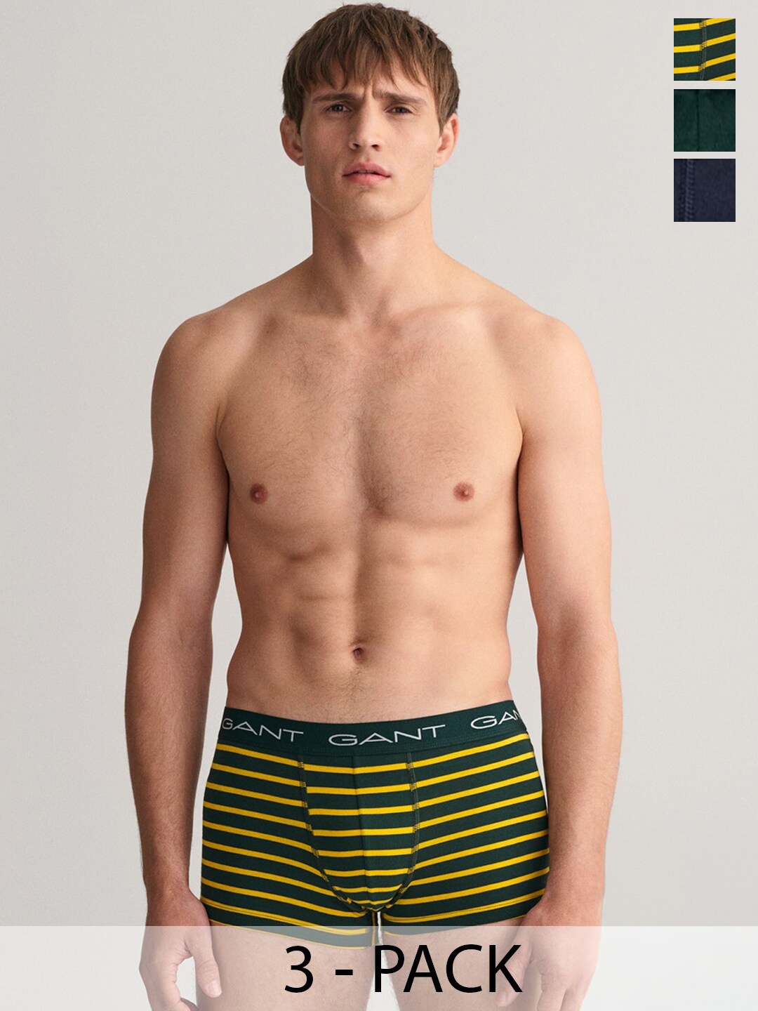 

GANT Pack Of 3 Pure Cotton Slim-fit Trunks GMW23-902333023374, Green