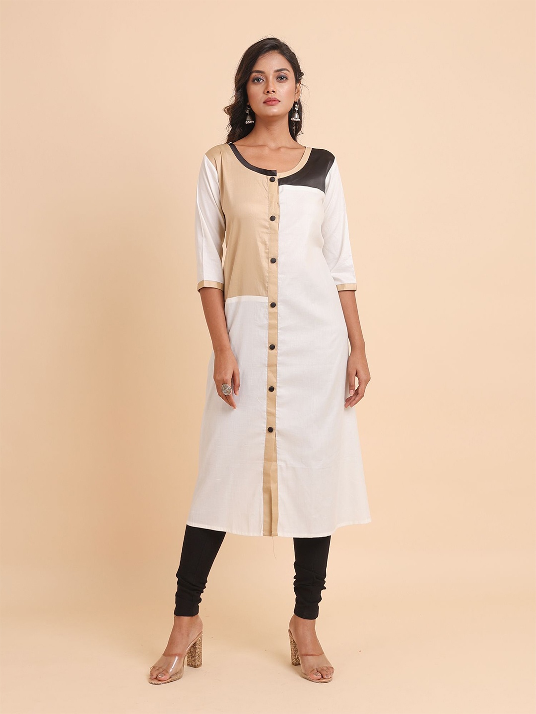

Disli Colourblocked Patchwork Kurta, White