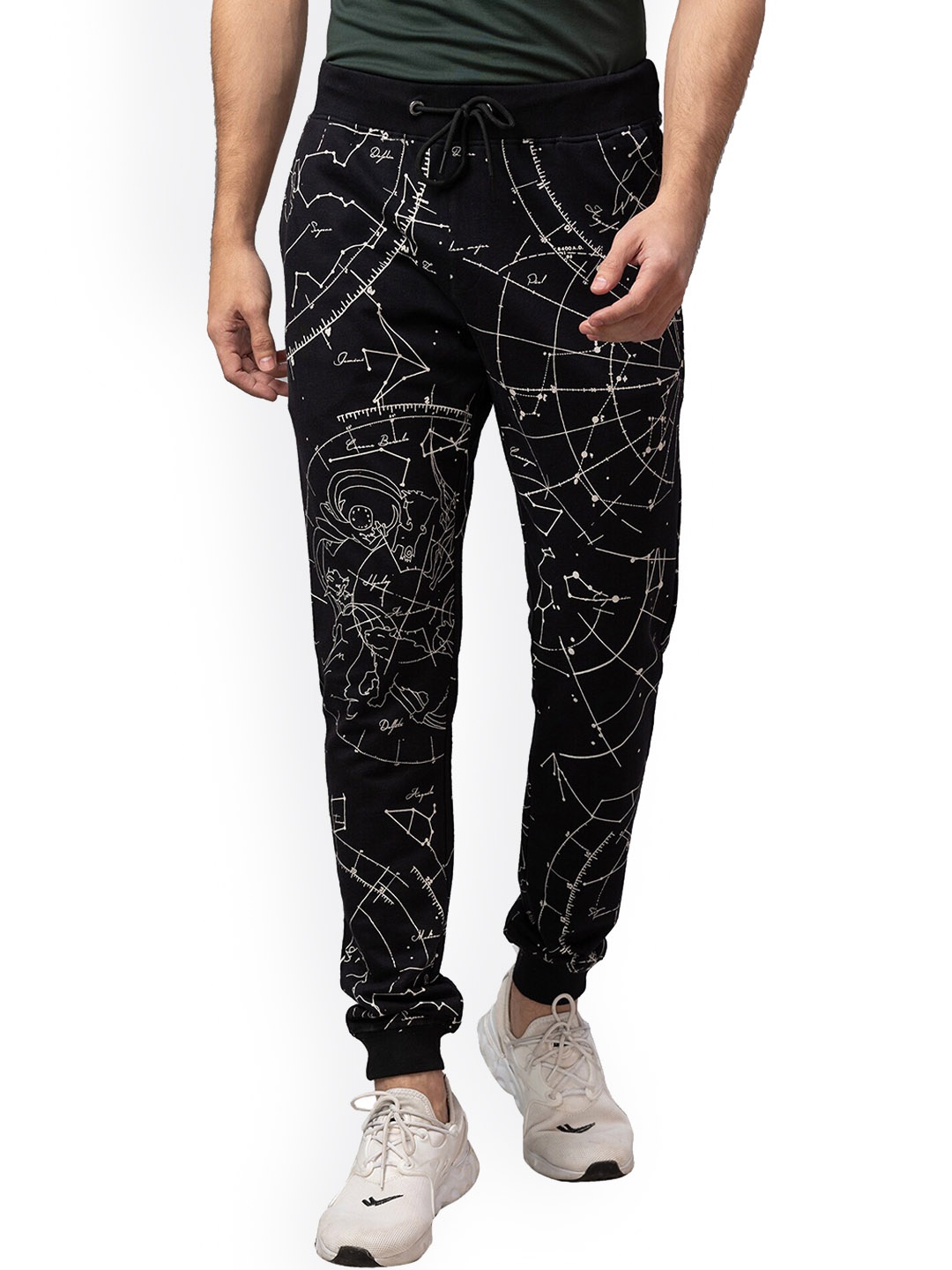 

Being Human Men Printed Mid-Rise Joggers, Black