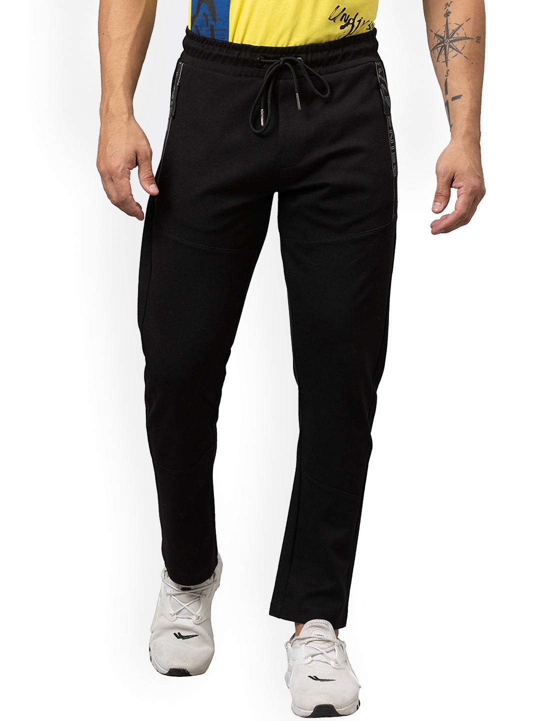 

Being Human Men Printed Detail Track Pants, Black