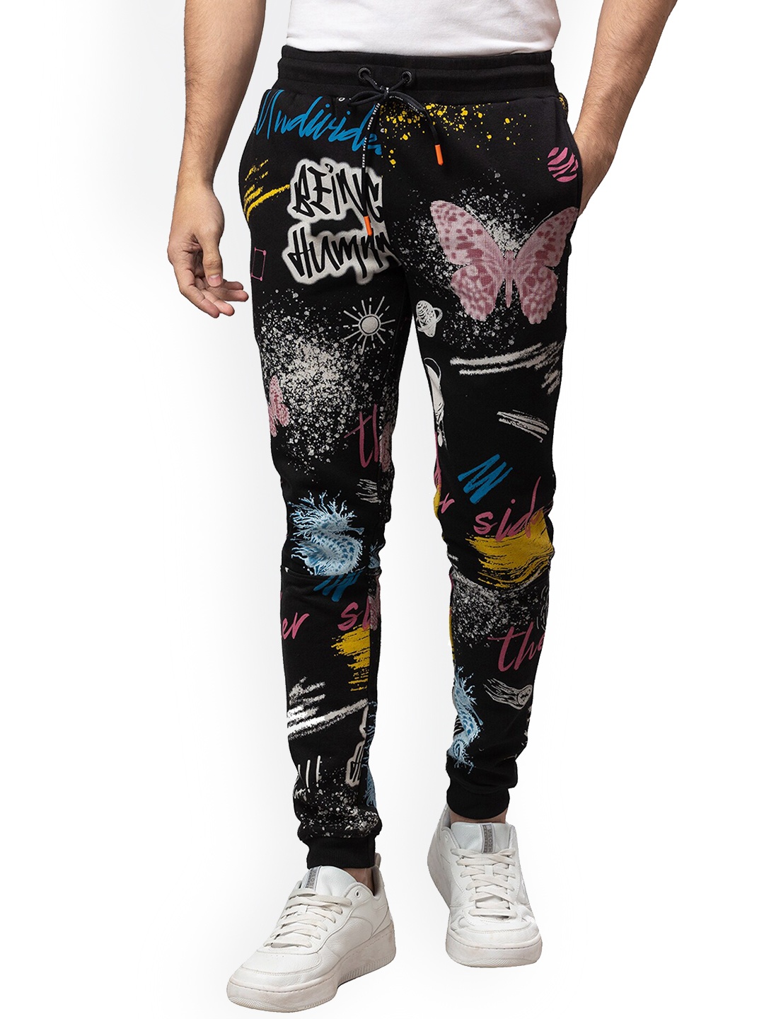 

Being Human Men Printed Joggers, Black