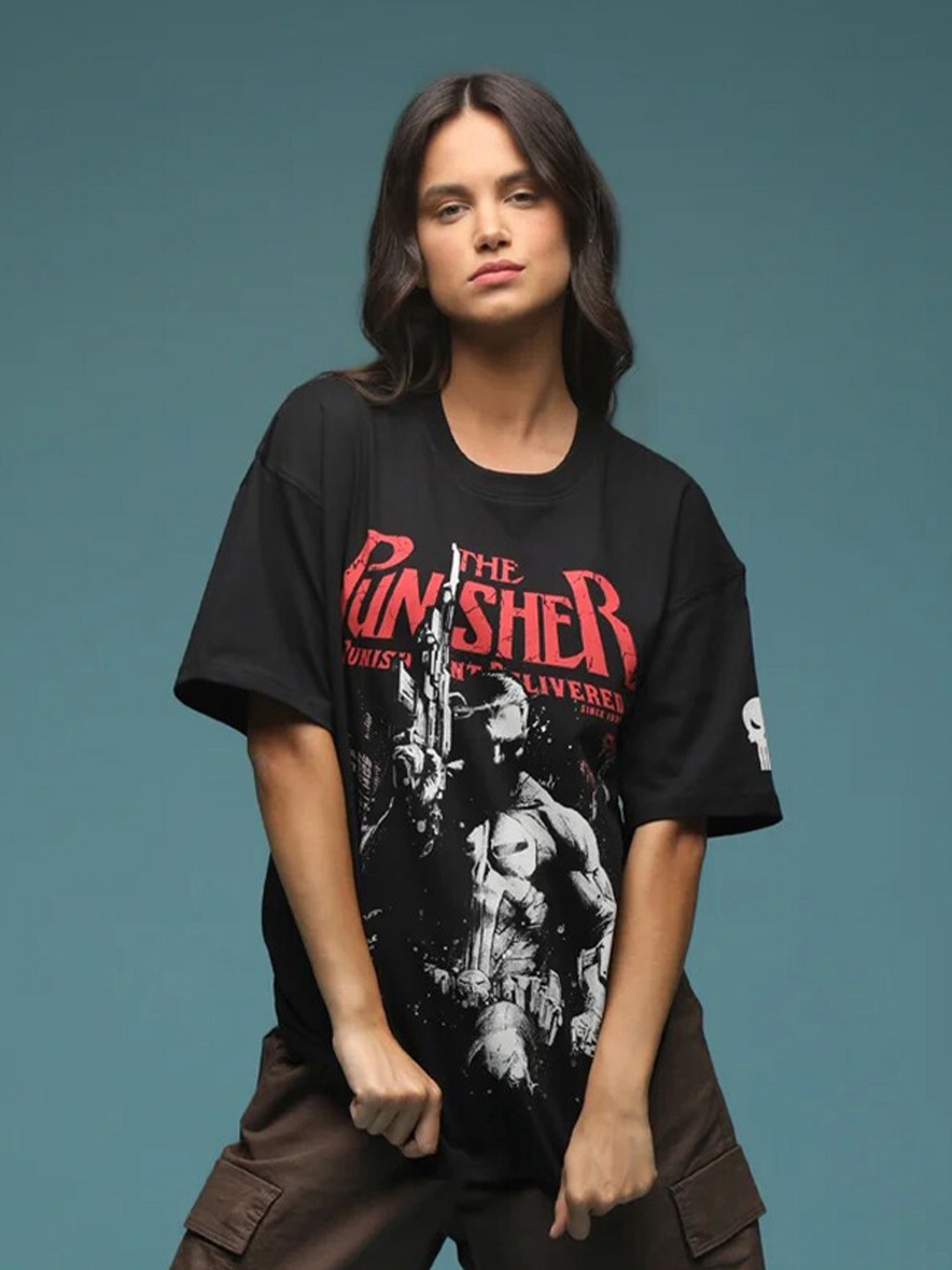 

Bonkers Corner Black Graphic Printed Oversized Cotton T-shirt