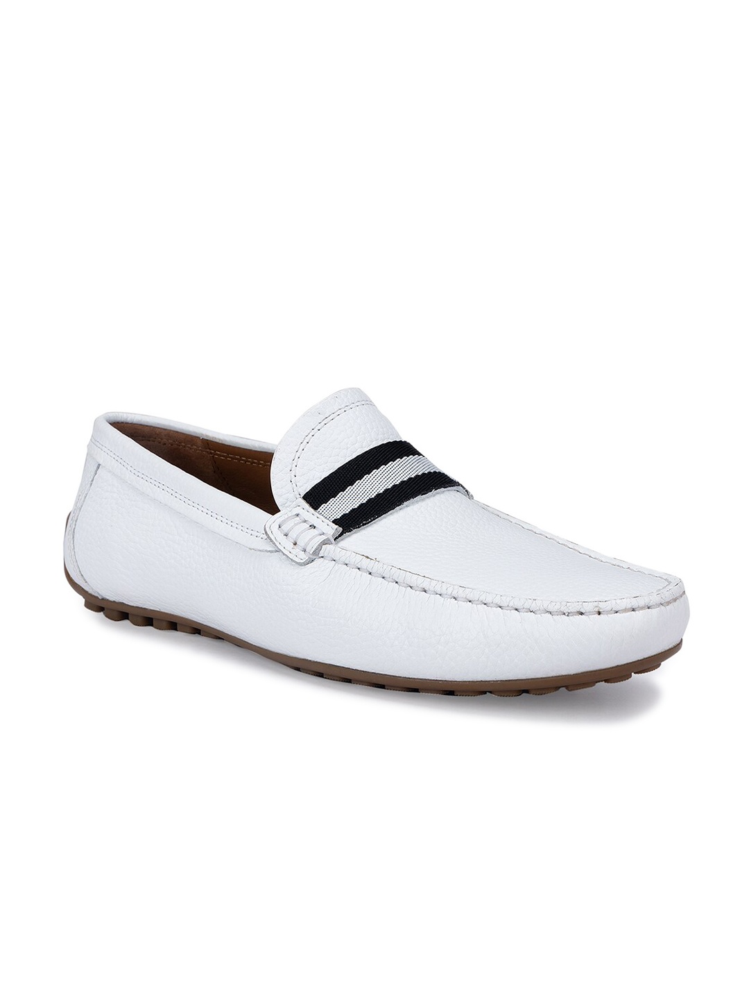 

ROSSO BRUNELLO Men Leather Formal Slip-Ons Loafers, White