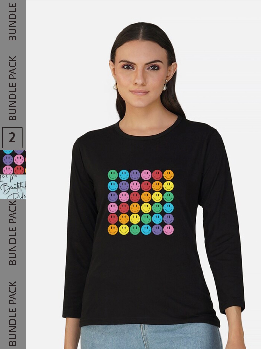 

CHOZI Pack Of 2 Graphic Printed Cotton T-shirt, Black
