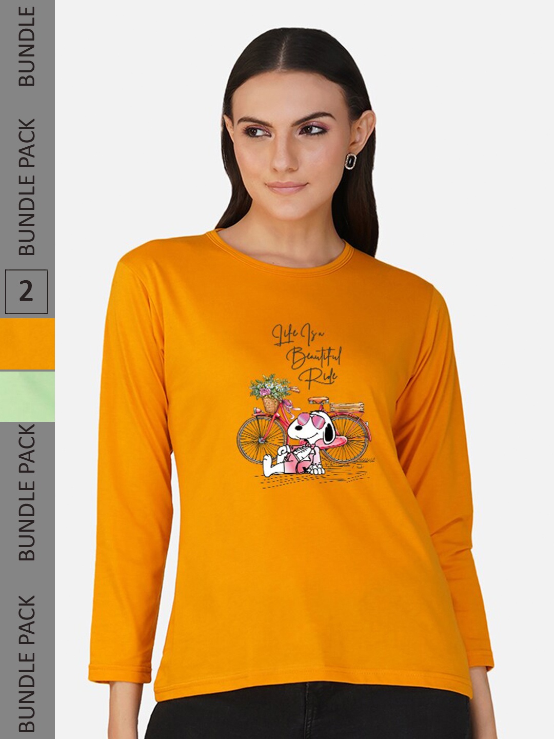 

CHOZI Pack of 2 Graphic Printed Regular Fit Cotton T-Shirt, Orange