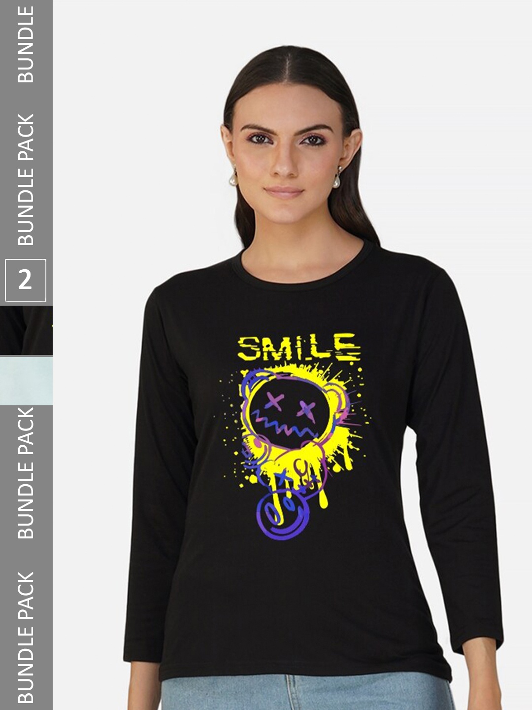 

CHOZI Pack Of 2 Printed Round Neck Regular Fit Pure Cotton Casual T-shirt, Black