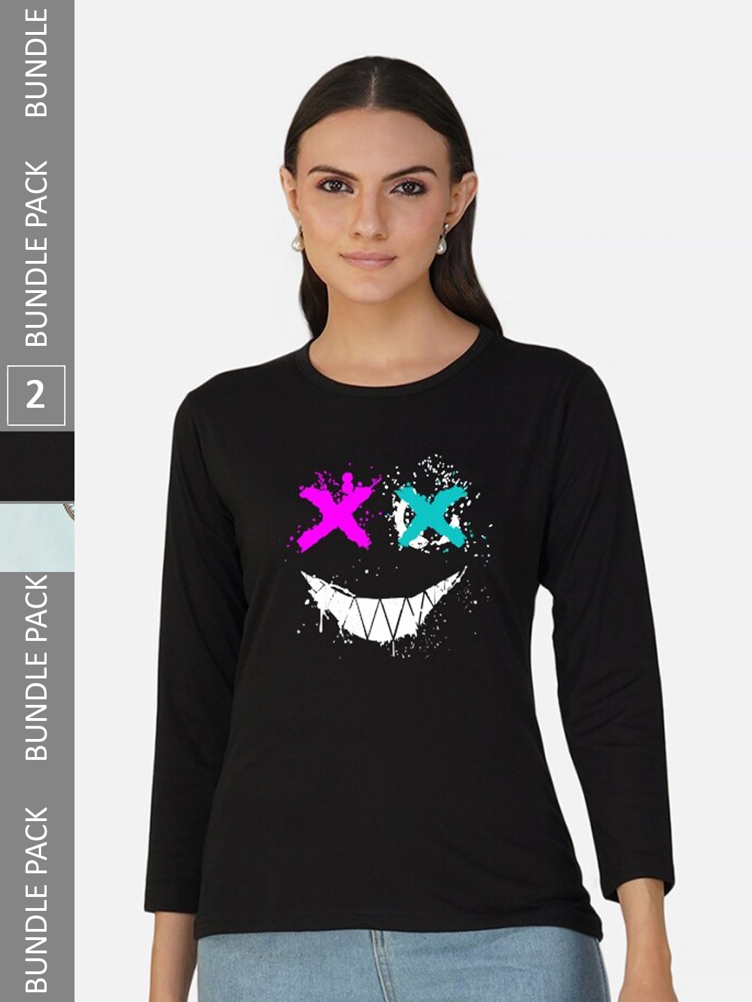 

CHOZI Pack Of 2 Graphic Printed Cotton T-shirt, Black