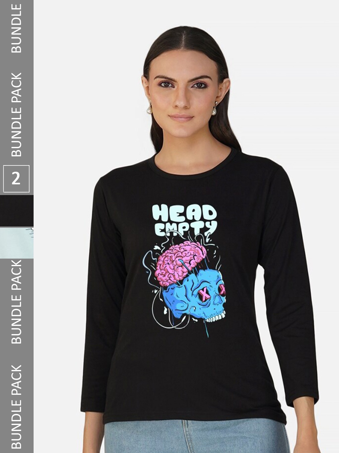 

CHOZI Pack of 2 Graphic Printed Round Neck Cotton T-shirt, Black