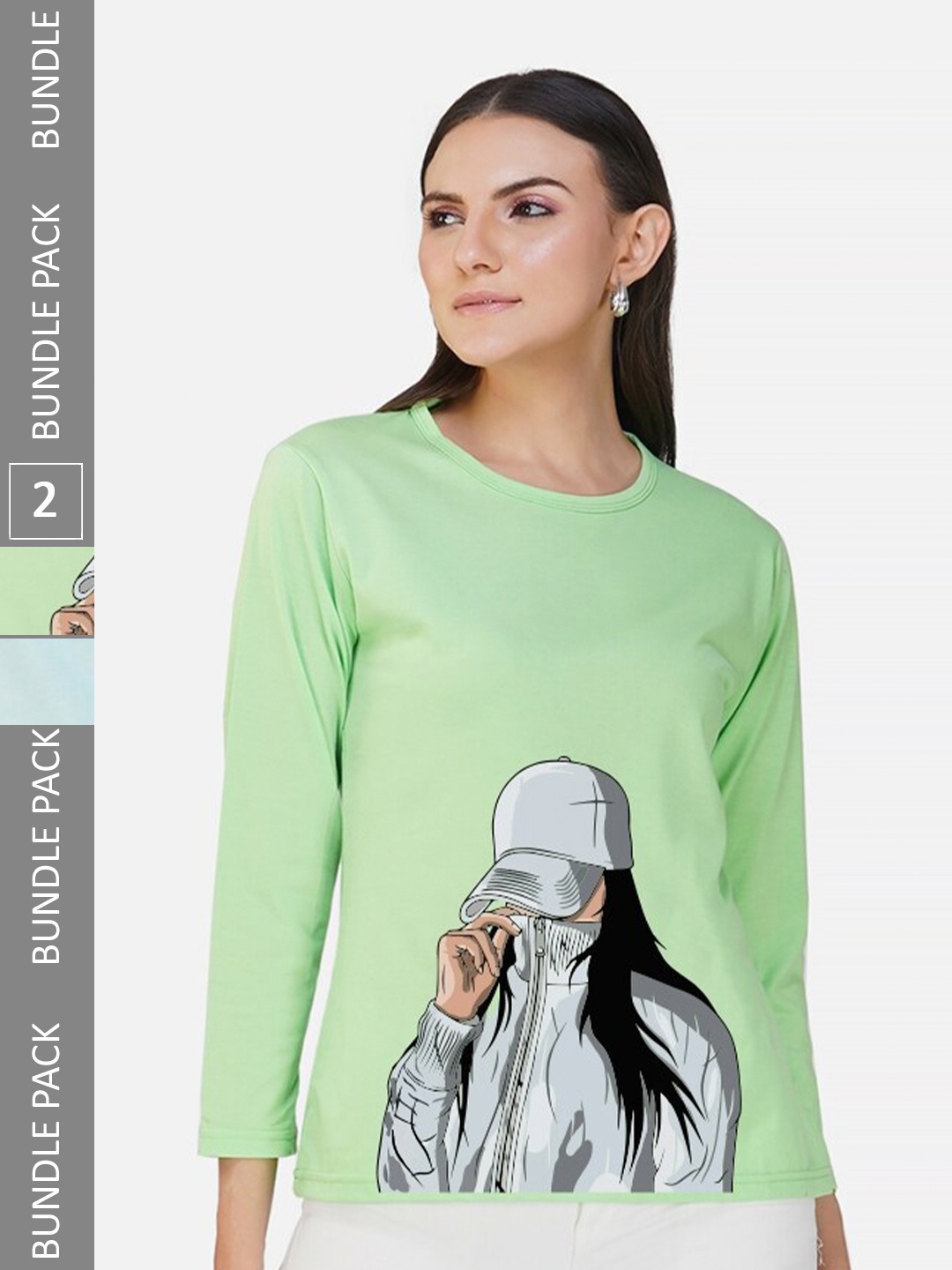 

CHOZI Pack Of 2 Graphic Printed Cotton T-shirt, Lime green