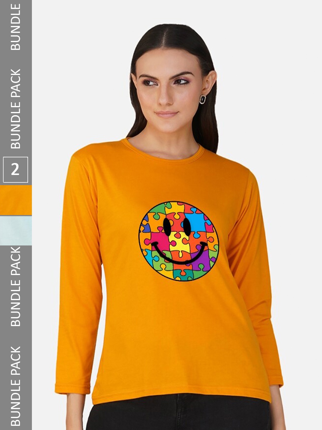 

CHOZI Pack Of 2 Graphic Printed Cotton T-shirt, Orange