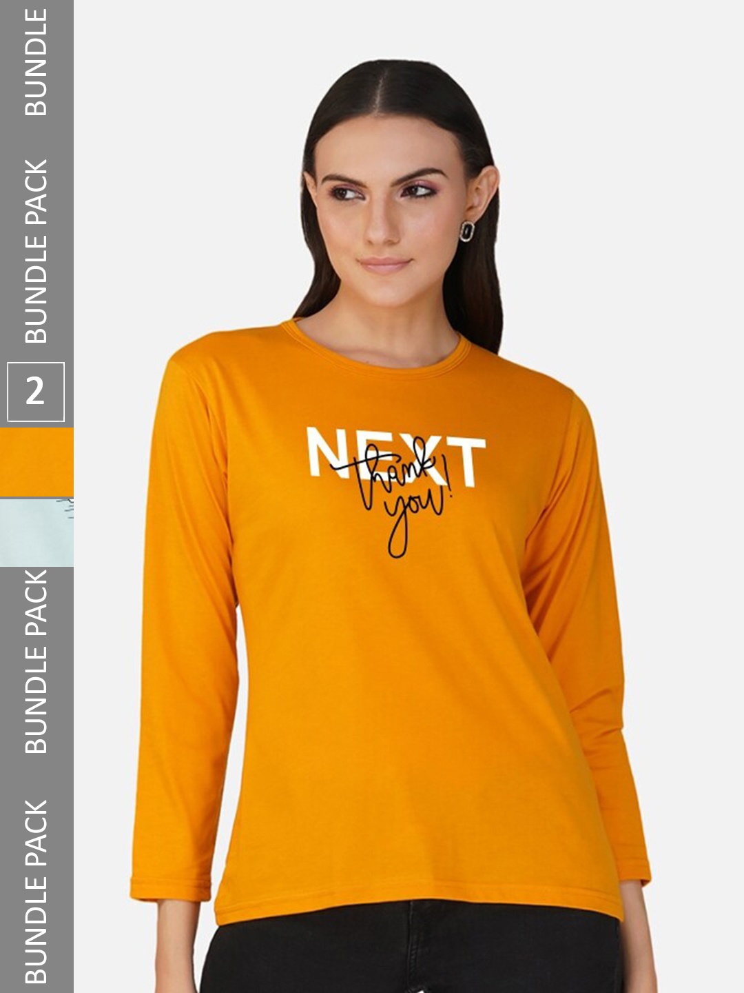 

CHOZI Pack Of 2 Typography Printed Cotton T-shirt, Orange