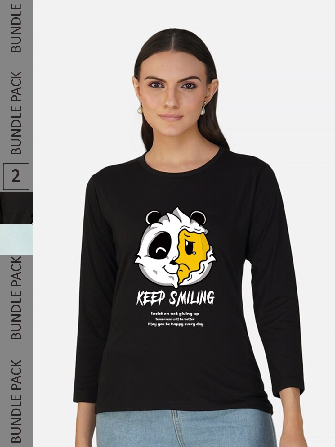 

CHOZI Pack of 2 Graphic Printed Cotton T-shirt, Black