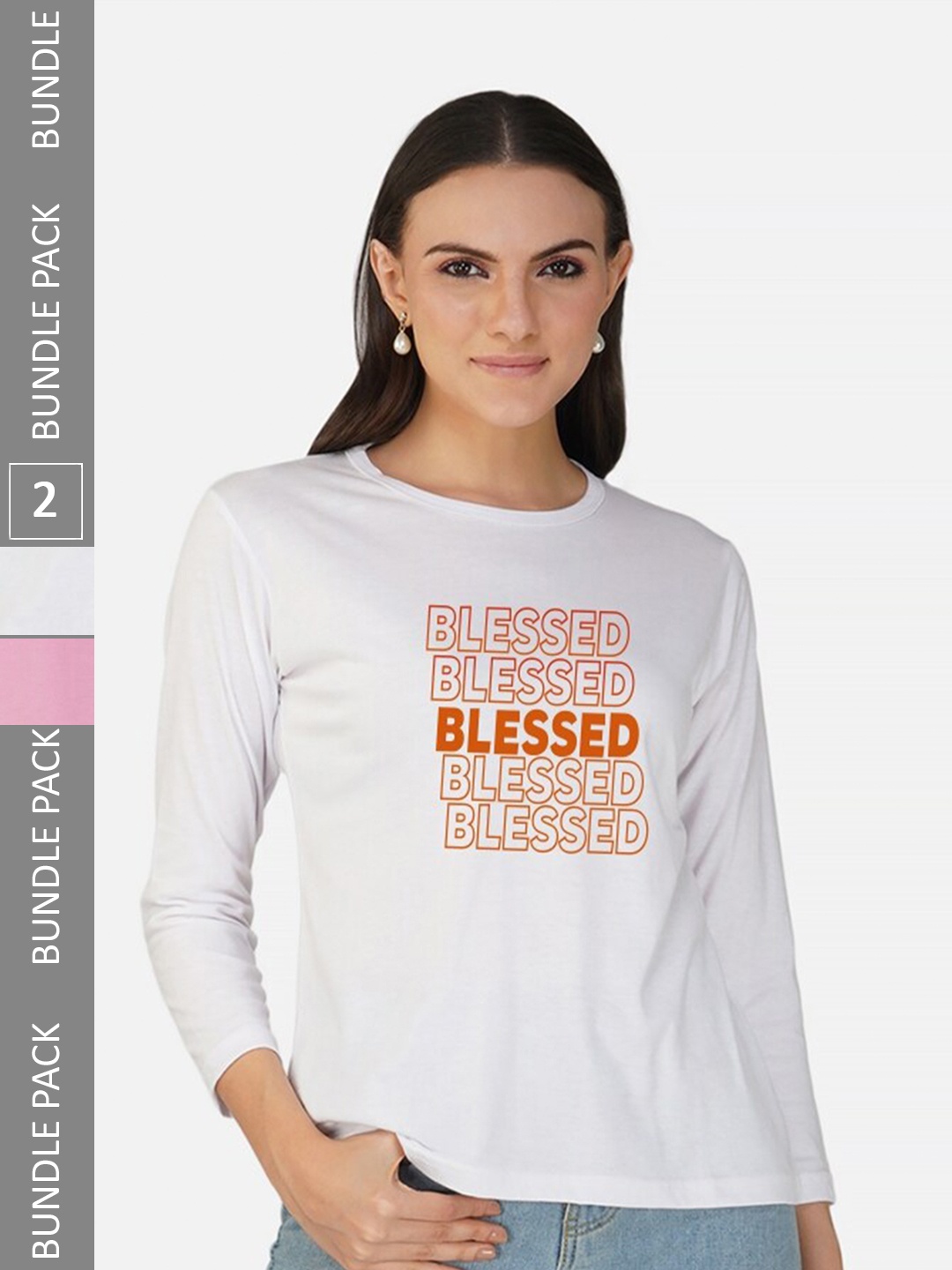 CHOZI Pack Of 2 Printed Cotton Casual T-shirt, White