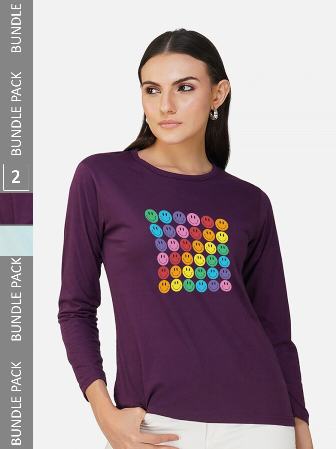 

CHOZI Pack of 2 Graphic Printed Cotton T-shirt, Purple