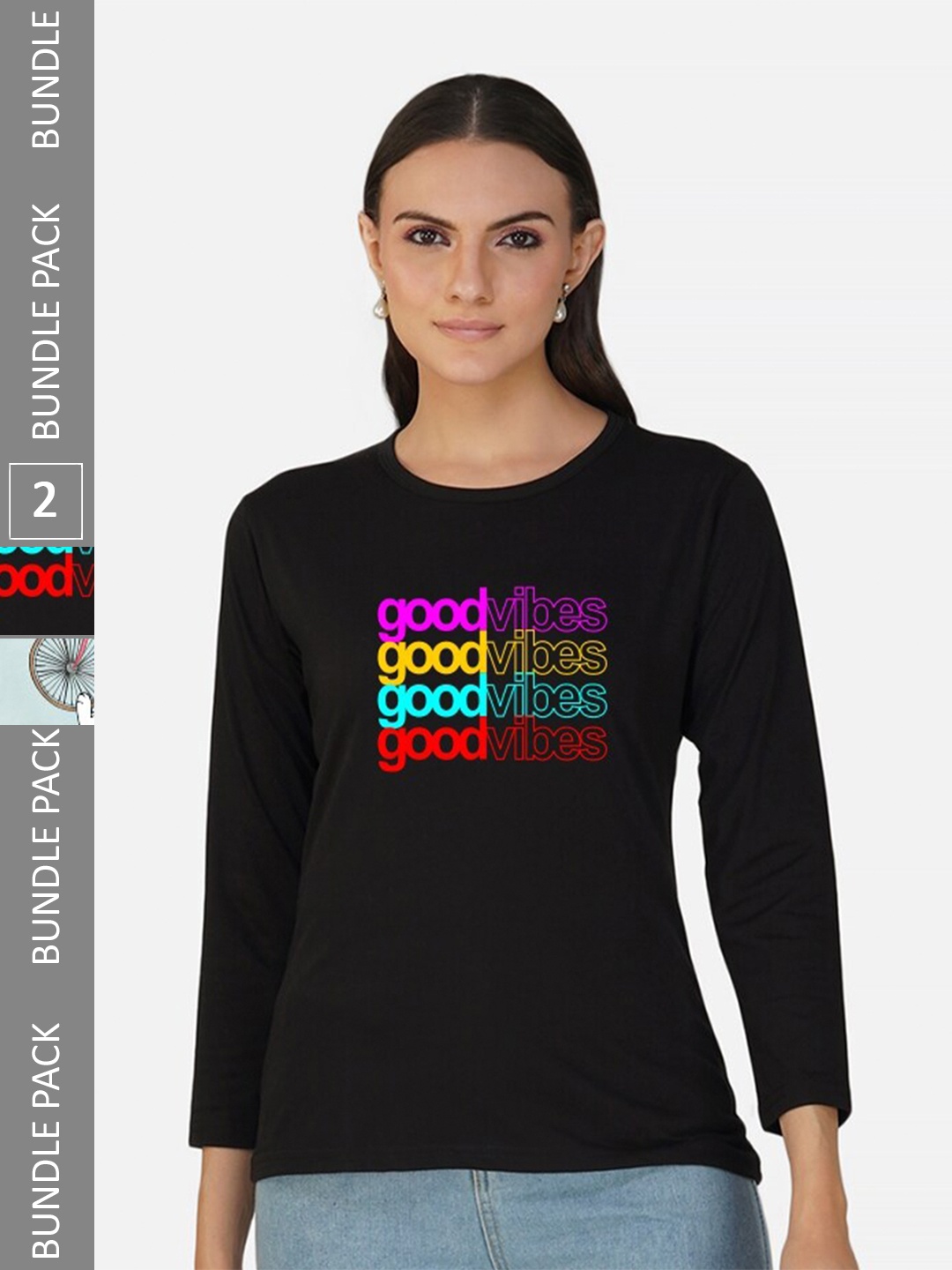 

CHOZI Pack of 2 Typography Printed Regular Fit Cotton T-Shirt, Black