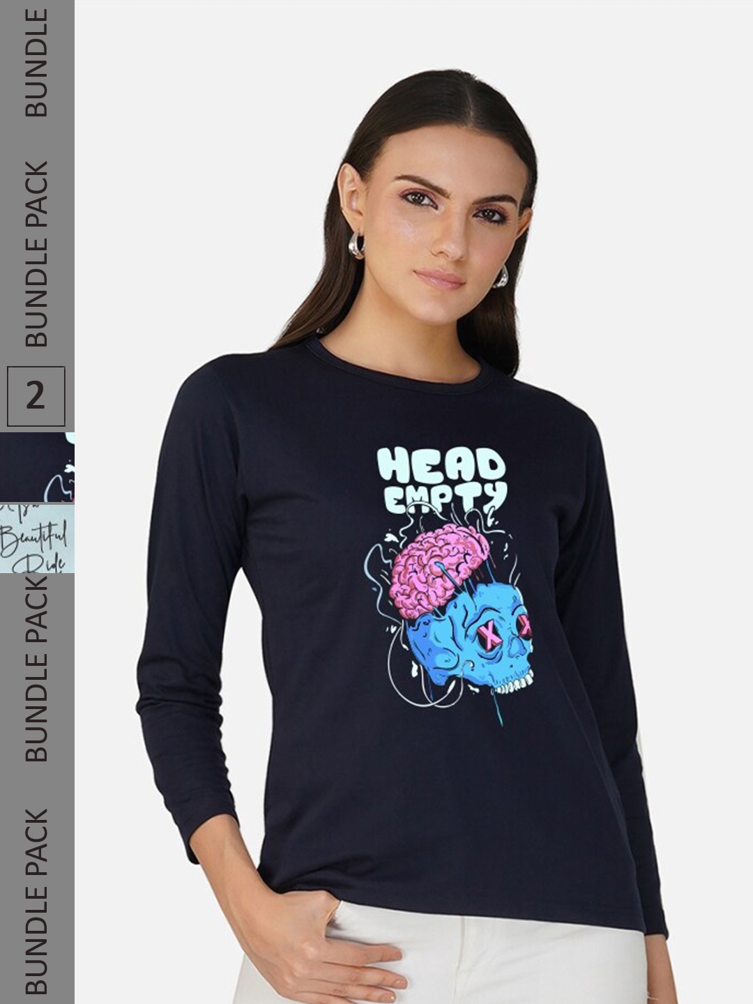 

CHOZI Pack Of 2 Printed Cotton T-shirt, Navy blue