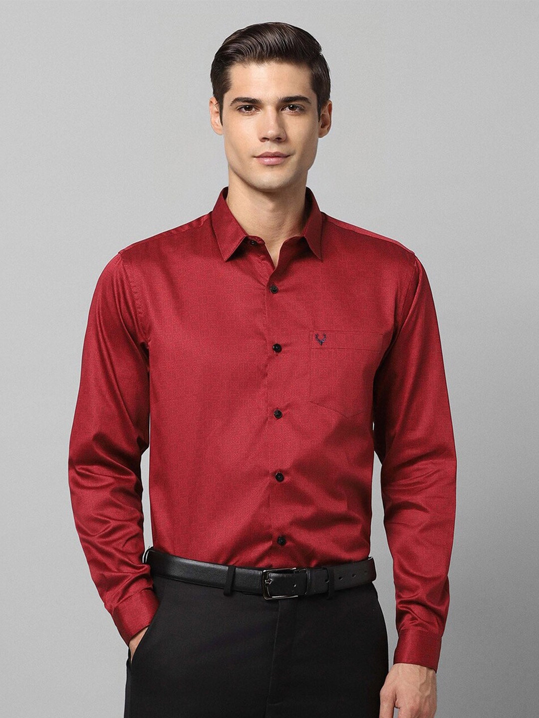 

Allen Solly Self Design Slim Fit Floral Opaque Cotton Formal Shirt, Maroon