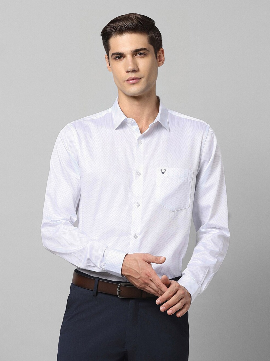 

Allen Solly Micro Ditsy Printed Slim Fit Pure Cotton Formal Shirt, White