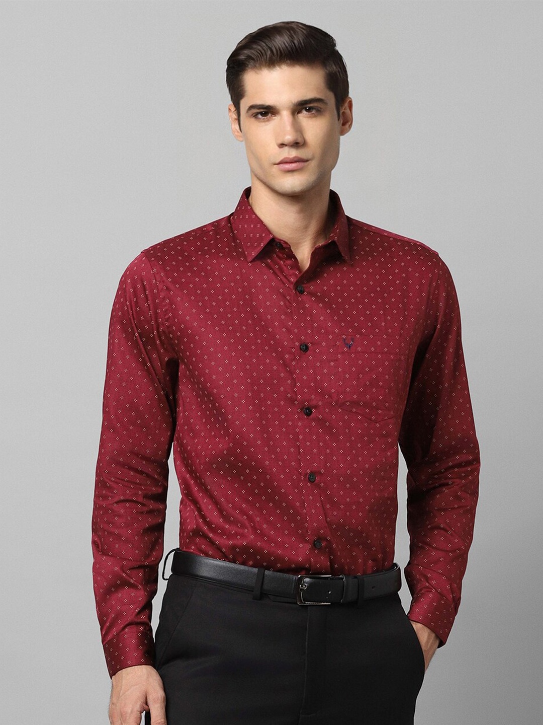

Allen Solly Micro Ditsy Printed Slim Fit Opaque Pure Cotton Formal Shirt, Maroon