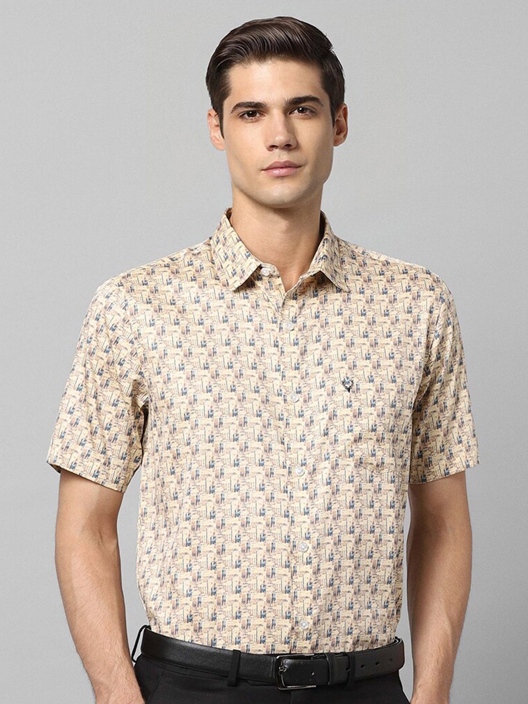 

Allen Solly Abstract Printed Slim Fit Opaque Pure Cotton Formal Shirt, Yellow
