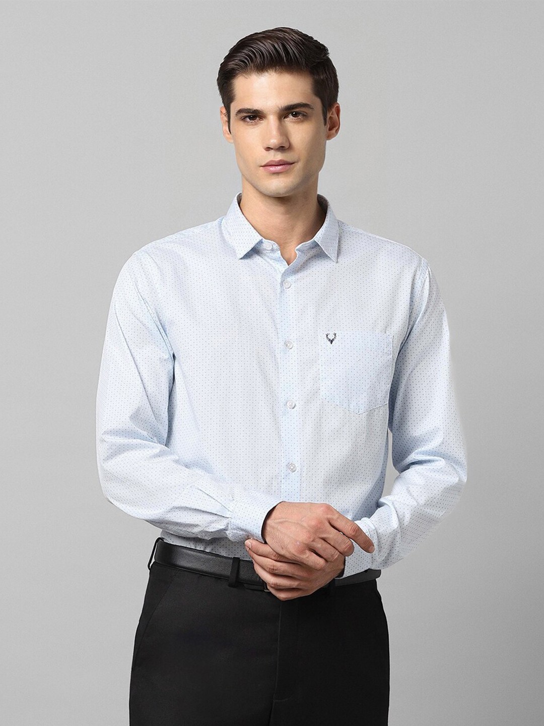 

Allen Solly Micro Ditsy Printed Pure Cotton Slim Fit Formal Shirt, Blue