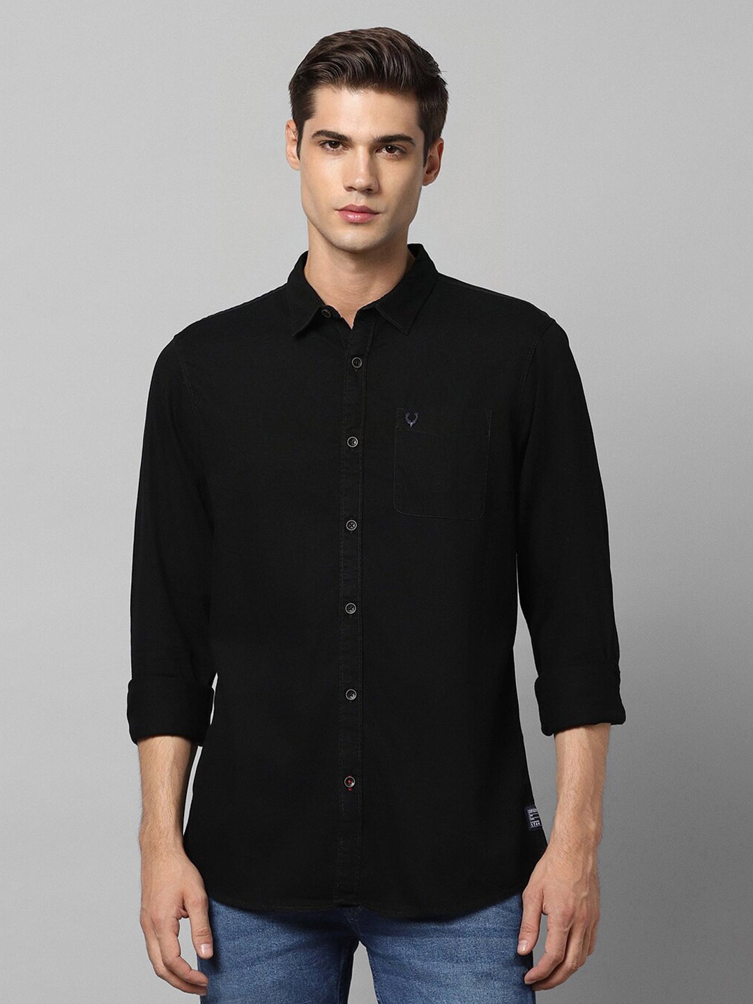 

Allen Solly Spread Collar Pure Cotton Casual Shirt, Black