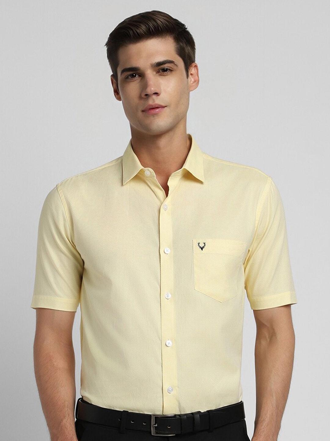 

Allen Solly Spread Collar Pure Cotton Slim Fit Formal Shirt, Yellow