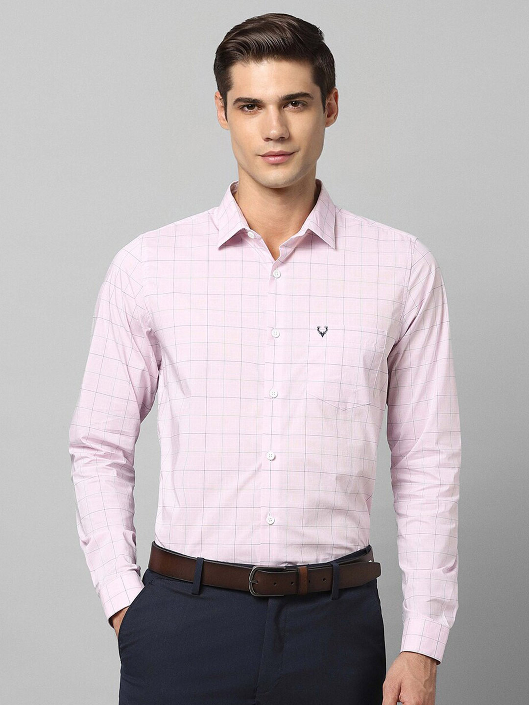 

Allen Solly Slim Fit Checked Formal Shirt, Pink