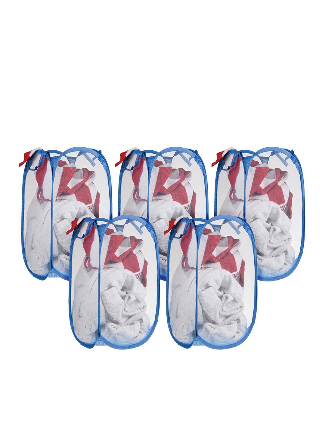 

Kuber Industries Blue 5-Pieces Foldable Laundry Bags